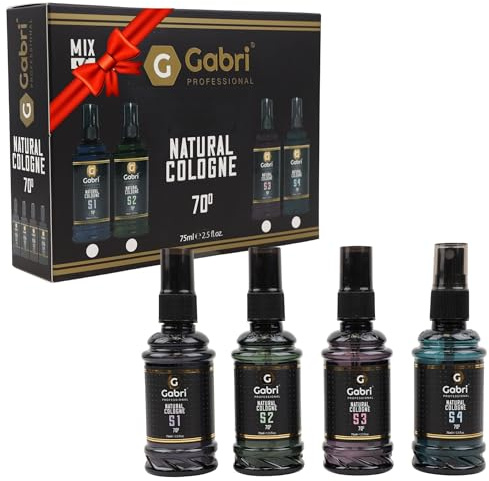 Gabri Professional Aftershave Cologne Gift Set for Men – 4x75ml Natural After shave Mix, Eau de Cologne Spray, Long-Lasting Fragrance for Barbers, Travel, and Daily Use