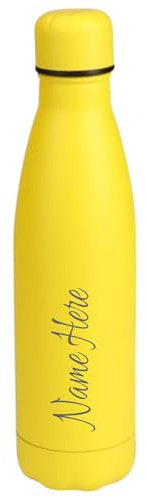 Personalised Engraved 500ml Insulated Water Bottle with Any Name Hot or Cold Drinks Selection of Colours (Yellow)