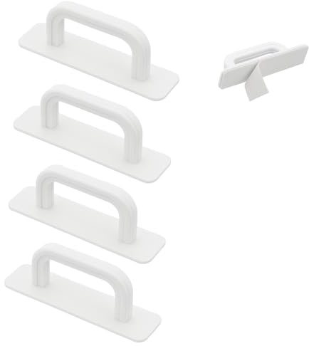 TMZELOA 4 Pezzi Maniglie Autoadesive, Bianco 10 x 2.5 cm Maniglia Della Porta Maniglia Esterna per Porta Maniglie per Armadio, Maniglie per Mobili per Mobile Credenza Cassetto Vetro Porta Doccia