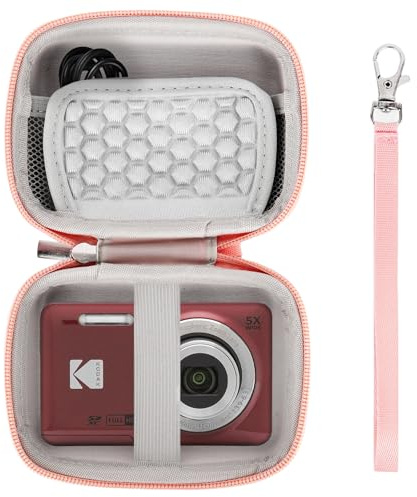 Linpr Custodia per Fotocamera Digitale Compatibile con KODAK PIXPRO FZ55 F45/CAMKORY/Canon IXUS 285 HS/VAHOIALD, Piccolo Borsa Portatile per Accessori da Viaggio per Macchina Fotografica (Rosa)