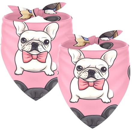 Hundehalstuch, verstellbar, Dreieckstuch für kleine, mittelgroße und große Hunde, Katzen, Haustiere, französische Bulldogge, Schleife, 2 Stück
