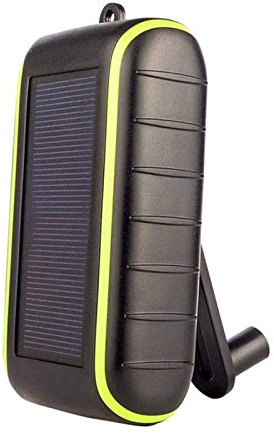 Energia solare Mobile Power Bank Manovella Alimentatore USB Caricabatterie solare per esterni di grande capacità Batteria esterna 8000Mah, nera