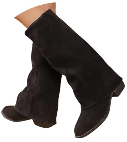 ticticlily Stivali Donna Invernali Cowboy Stivaletti con Tacco Fold Over Boots