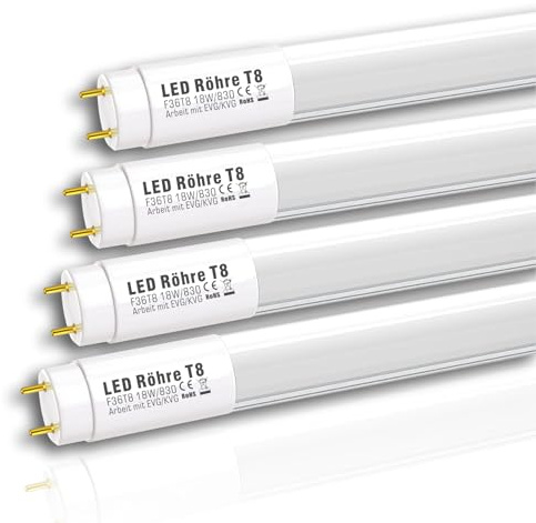 IHYCTV LED Röhre 120cm, 18W 2930 Lumen G13, Plug-and-Play für T8/T10/T12, Kompatibel mit EVG & KVG/VVG Vorschaltgeräten, 3000K Warmweiß, Matt, 4er Pack