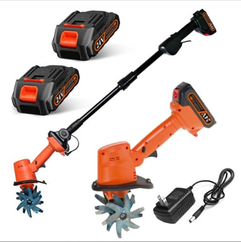Motozappa da Giardino Senza Fili Portatile, Aratro Elettrico e Coltivatore con Asta Telescopica (1,3M) per Piccoli Giardini, Fattorie, Cortili e Prati Micro-Tiller