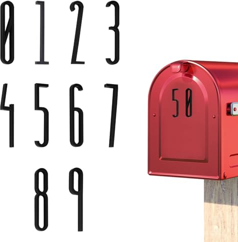 LELE LIFE 40 Pieces Self-Adhesive Mailbox Numbers 0-9, 1.96''/5cm Acrylic House Numbers for Outside Stick on, 3D Door Address Stickers Sign for Home Room Apartment, 4 Set, Black