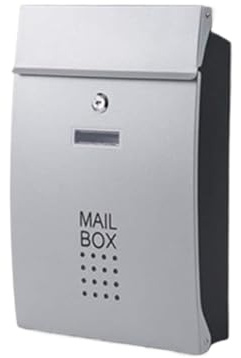 JOMRTS Letterbox Mailbox Dropbox Postbox Wall Mounted Letter Boxes for Outside Outdoor Mail Box Suggested Box with Lock Villa Mailbox Letter Box Mailboxes Post Box (Silver 25.5 * 8.5 * 37.5cm)