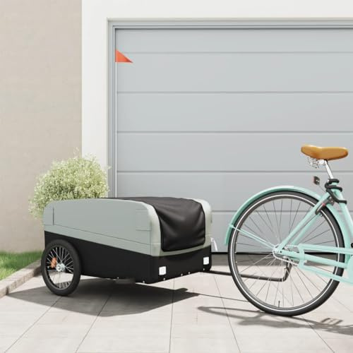 Mokuyary Rimorchio per bicicletta nero e grigio 45 kg in ferro rimorchio trasporto rimorchio carrello -B