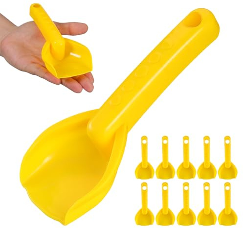 PartyKindom Juego de 12 Palas de Arena para Niños, Mini Excavadoras de Arena de Plástico Amarillo para Jugar Al Aire Libre, en El Arenero, El Jardín O como Recuerdo de Fiesta en La Playa.