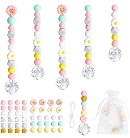 Kit Atrapasoles Cristal DIY 5 Piezas Decoración de Ventana para Colgar