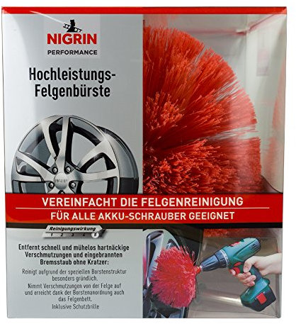 NIGRIN Performance Hochleistungs-Felgenbürste, Twister Reinigungsbürste für Autofelgen, mit 2.000 Hochleistungs-Reinigungsborsten