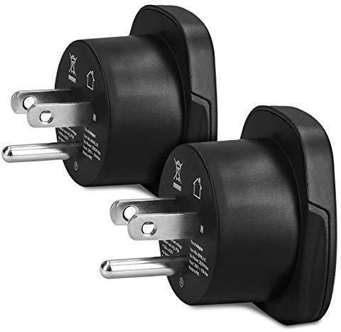 kwmobile Travel Adapter USA Type B (Pack of 2) - Universal Plug Adaptor - UK to US, Canada, Mexico, Cuba, Jamaica, Peru, Thailand and More - Black