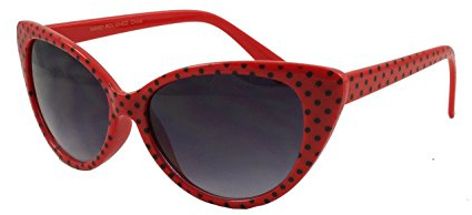 Boolavard Lunettes de Soleil œil de Chat pour Femme, Classiques, Vintage, Pointues et Ailées, Design Rétro (Oeil de Chat - Points Noirs Rouges)