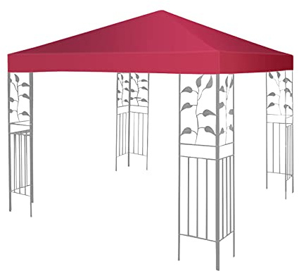 DREAMADE Pavilliondach, 3 x 3 Meter Ersatzdach für Pavillion, Dachbezug Dachplane für Faltpavillion Zelt, Strohdach Ersatzplane, Pavillionersatzdach Ersatz (Weinrot)