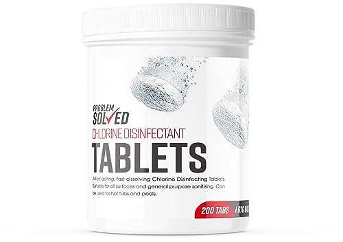 Problem Solved - Chlorine Disinfectant Tablets | For Hot Tubs, Spas and Pools | 200 Tablets 640g, White
