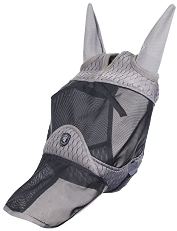 Lemieux Horse Gladiator Vollmaske in Grau - 4-Wege-Stretch-Lycra - Atmungsaktives Mesh - XL