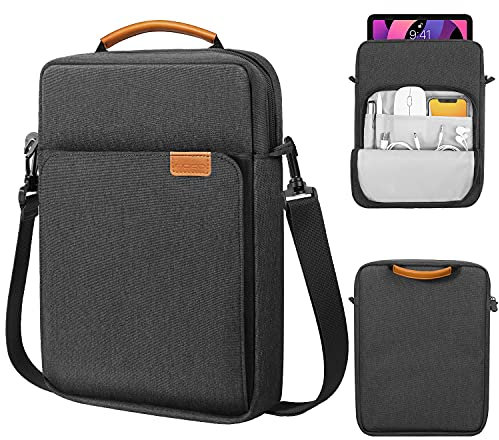 MoKo 9-11 Pollici Tablet Sleeve Borsa Maniglia Custodia da Trasporto con Tracolla Adatto a 11 Pollici iPad Air M3, iPad A16 2025, PRO 11, iPad 10/9/8/7th Gen, Tab S8/S9 11, Nero & Grigio