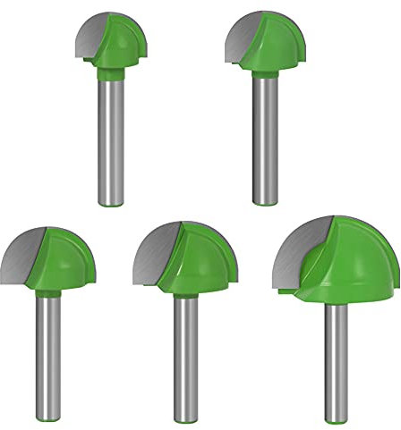 Saipor 5 Stücke Hohlkehlfräser Set 6 mm Schaft Fräser Rund Nase Cove Core Box Oberfräser Fräser Radiusfräser Kugelfräser Hartmetall Holzbearbeitung Fräser ( Ø16/18/22/25/32 mm)