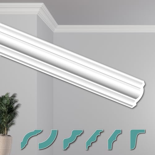 HEXIMO Deckenleisten modern XPS Styropor weiß, 2 Meter Stuckleisten Styroporleisten Zierleisten Stuck Eckleisten (20 Meter Deckenleisten ZG25)