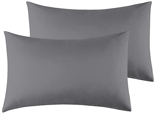 Funda de Almohada 100% Microfibra 40 x 70cm, Juego de 2 Fundas Almohada Extra Suave Hipoalergénicas Transpirable Gris Oscuro