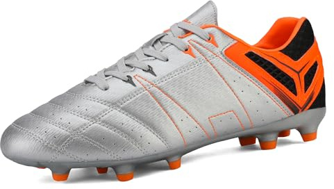 DREAM PAIRS fotbollsskor för män unga träningsskor professionella dubbar dubbar cleats utomhus sport fotbollsskor, Svartgrå E, 46 EU