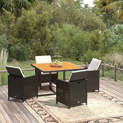 Festnight Rattan Gartenmöbel Set 4 Personen Balkon Sitzgruppe Garten Essgruppe Balkonmöbel Set Gartentisch mit 4 Stühlen Set Gartenbank Polyrattan Gartengarnitur Sitzgarnitur Balkontisch