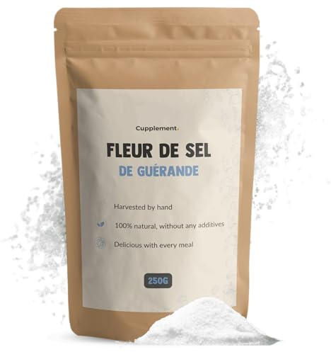 Cupplement - Fleur de Sel de Guérande - Keltisches Meersalz 250 GR - Feines Salz - Celtic Sea Salt - Nicht Für die Salzmühle - Nicht Himalaya, Himalayasalz, Bio oder Feinmineralien - Herbamare