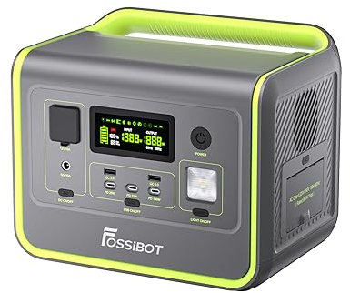 FOSSiBOT F800 Centrale Elettrica Portatile e Generatore Solare, Batteria di Backup LiFePO4 da 512Wh, Uscita CA 800W (Picco 1600W), Carica in 1,2 Ore al 100%, Adatta per Camper e Viaggi All'aperto.
