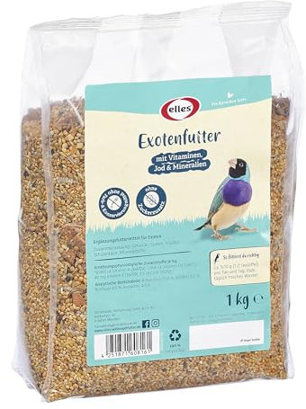 Elles Exotenfutter 5 x 1kg I Artgerechtes, natürliches Vogelfutter | Für exotische Vögel mit Apfelstücken & Garnelen I Reich an Vitaminen, Jod & Mineralien