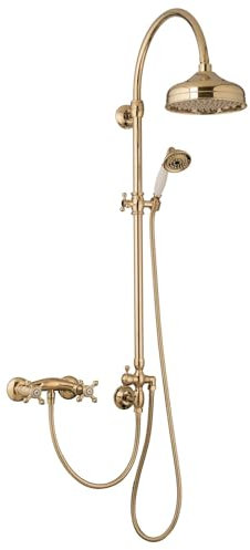PaulGurkes Duschset Gold Aufputz Duschsystem Regendusche Nostalgie Retro Vintage