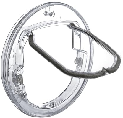 Cat Flap Door Transparent 4-Way Locking Safety Pet Door for Interior Exterior Door Round Cat Flap for Windows Sliding Glass Doors Screen Window