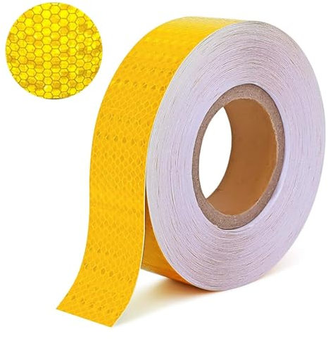 Yuqilin Nastro Catarifrangente Adesivo, 10m x 5cm Catarifrangente Adesivo, Molta Forza Adesivi Catarifrangenti, Cospicuo Nastro Segnaletico, per Camion, Rimorchi, Auto, Moto (Giallo)