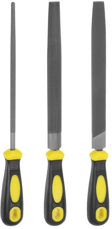 sourcing map 3pcs Metal File Set 8 High Carbon Steel Double Medium Cut Half Round Flat Round Hand Rasp Files with Plastic Handle for Deburring and Removing Material