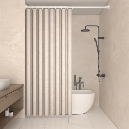 SK Studio Duschvorhang 120x180cm, Anti-Schimmel, Wasserdichter, Waschbar Duschvorhänge Stoff Polyester Badewanne Vorhang mit Duschvorhängeringen, Beige