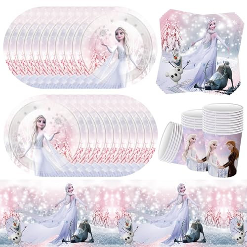 61PCS Freeze Birthday Party Tableware, Kids Girls Boys Party Supplies, freeze princess Tableware Includes Tablecloth Plates Cups and Napkins (20 Guests)