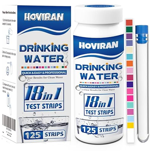 18-in-1 Water Quality Test Strips, Water Testing Kits for Drinking Water,125 ct Home,Well Water Testing Kit for Lead, Water Hardness,Iron,Copper,Heavy Metal,Chlorine,Nitrate and More