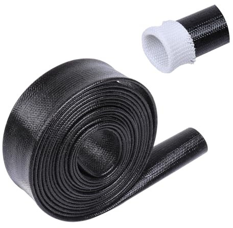 FOURUB Guaina resistente al calore, guaina per cavi in fibra di vetro in silicone, morbida e flessibile (fino a 200 °C), nero (3/8 ID, 4,5 m)
