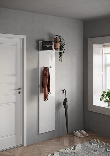 möbelando Garderobenpaneel >Farina< in Weiss Hochglanz Lack - 40x184x28 (BxHxT)