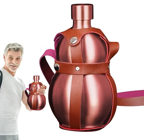 Stainless Steel Gourd - 1.5L Metal Gourd Water Bottle with Carry Strap,Chinese Ancient Style Water Bottle, Stainless Steel Bottle Sports Drinking Bottle for Gym