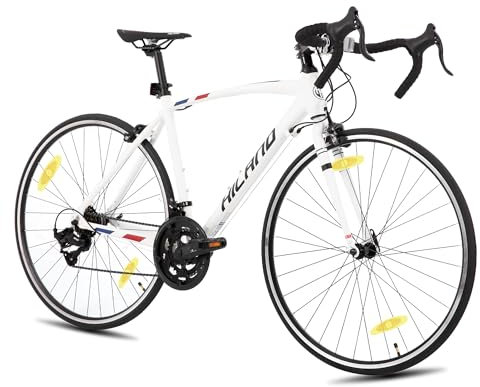 HILAND 28 Zoll Herren und Damen Road Hybrid Fahrrad, 700C Pendlerfahrrad, 14 Geschwindigkeiten Cityräder für Erwachsene, 530mm Rahmen Weiß Fahrrad
