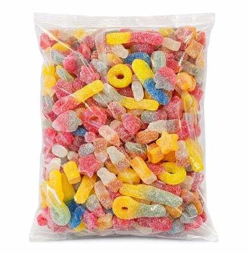 GRO VITS – Fizzy Pick & Mix Sweets Quality Jelly Sweets Classic Retro Candy Selection Assortment Fizzy Gummy Gift Bag for Gifting Valentine Gifts - 500g Pouch