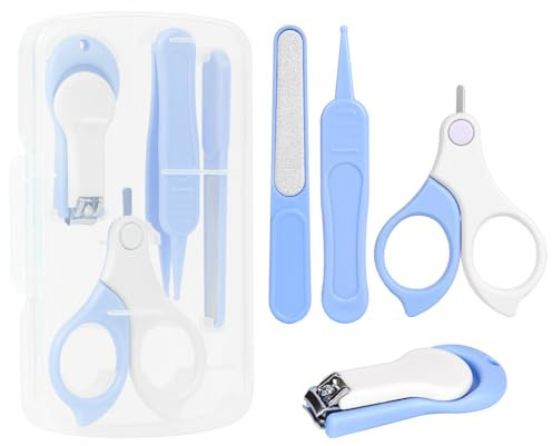 Vicloon Baby Nail Kit, 4-in-1 Baby Nail Care Set, Baby Nail Care Tool, Baby Nail Care Set Manicure Set Includes Baby Scissors, Nail Clippers, Baby Nail File and Tweezer for Newborn Infant Toddler