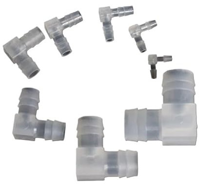 Genérico Conector de Manguera de plástico de ángulo Recto, Conector en Forma de L for Manguera de Codo Pagoda, riego de jardín, pecera y Acuario, 5 uds.(10mm 5Pcs)