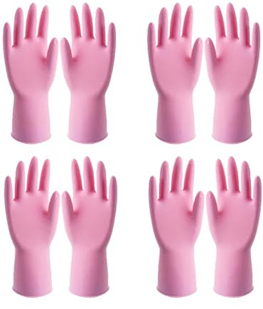 SXTYYH 4 Pairs Rubber Cleaning Gloves & Dishwashing Gloves, Thick Reusable Dish Gloves Household Kitchen Gloves(4 PAIRS_XL)