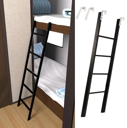 CMYUN Hochbett Leiter Metallleiter für Etagenbetten In Wohnmobilen – 116/130/140/150/160/170/180/185 cm Ersatzleiter für Einzelbetten Kurze Bettseitenleiter mit Rutschfesten Füßen(116cm/45)