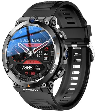 UKLULUAMZ 4g Sim Card Smartwatch, rispondere/effettuare chiamate Smart Watch, 1.39 pollici schermo rotondo/doppia fotocamera/con frequenza cardiaca/corpo ultra sottile/posizionamento nfc