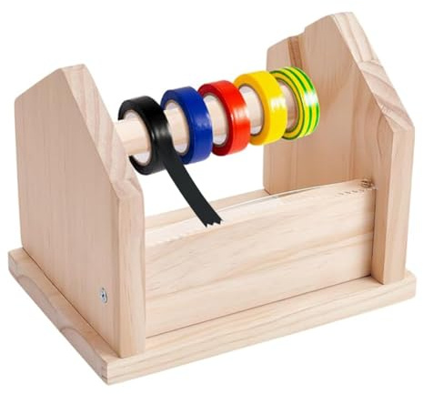 UNICRAFTALE Holz Klebebandspender Klebebandabroller Für Bastelarbeiten Schiebeschneider Holz Klebebandspender Für Mehrere Rollen Klebebandschneider Für Schule Malerei Büro 148mm