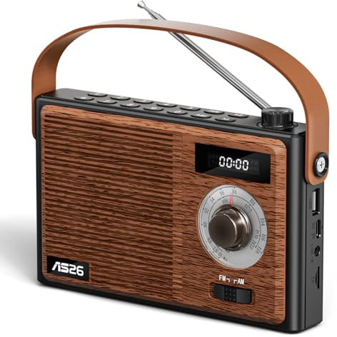 COLSUR Retro Radio Portatile Vintage Radio Bluetooth, Altoparlante Bluetooth Portatile Cassa Bluetoothcon Radio FM/AM Batteria Ricaricabile, Regalo Uomo Supporta TF/USB/AUX per Casa,Cucina,all'aperto