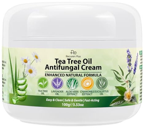Crema Antifungina per il Trattamento dei Funghi ai Piedi: Olio di Tea Tree – Formula Naturale Lenitiva e Idratante per il Piede d’Atleta, la Follicolite Fungina (100 g (Confezione da 1))