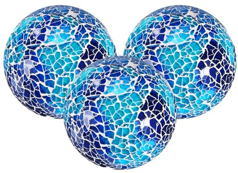 M METERXITY 3-Pack Decorative Glass Orbs 2.4 inch, Blue, White
